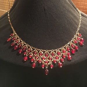 Lia Sophia Red bead Statement Necklace